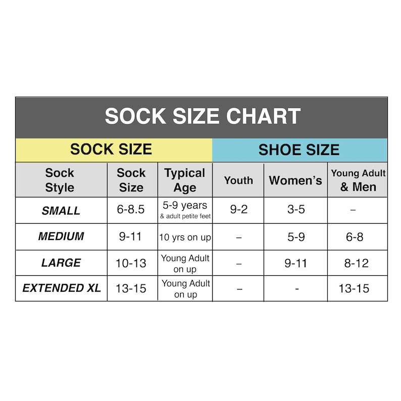Sock sizing chart. Customized wedding party dress socks inspired by star wars, you select the character, personalized with your wedding date and wedding role make a great gift for the groomsmen.