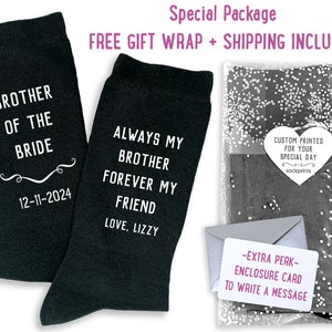 Brother of the Bride Gift Socks Personalized with a Name and Date, A Fun Brother Gift from the Bride for the Wedding Day With Love