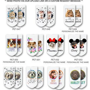 Available design styles to choose from to customize your unique no show socks personalized with you own photo custom printed on the top of cotton no show socks.