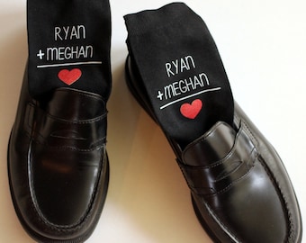 Personalized Socks are a Great Valentine's Day Gift for Him, Custom Printed with Two Names Equals Love, Custom Printed Socks, Valentine Gift