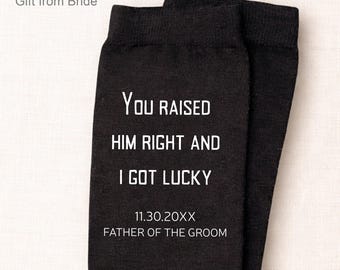 Father of the Groom Socks, Personalized Wedding Gift from Bride, Humorous Cotton Blend