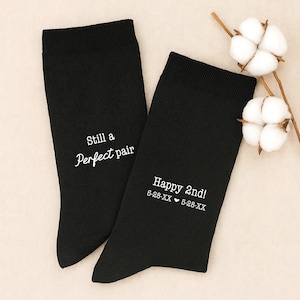Personalized 2nd Anniversary Cotton Socks, Husband Gift, Wedding Date