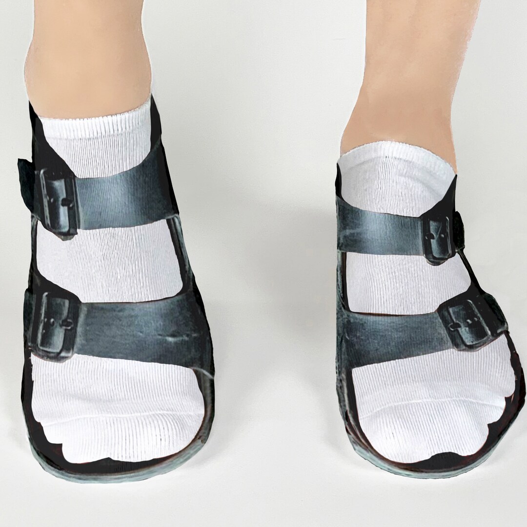 Funny Socks for Her, Fun No Show Socks With Black Sandals Printed on