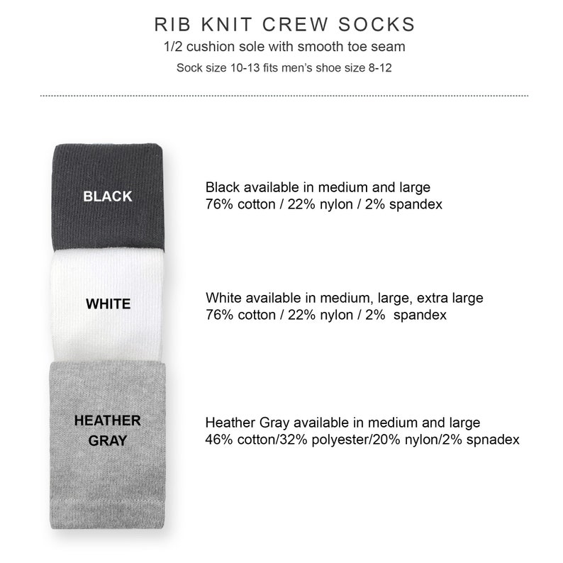 Customized wedding party dress socks inspired by star wars, you select the character, personalized with your wedding date and wedding role make a great gift for the groomsmen. Rib knit crew socks available in black, white, or heather gray.