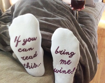 If You Can Read This Bring Me Wine Socks, Bring Me Coffee, a Margarita, a Martini, Chocolates, Rub My Feet, Funny Sayings on Socks