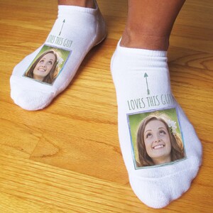 Custom Photo Face Socks for Him, &quot;Love This Guy&quot; Personalized Cotton Socks with Your Photo, Fun Gift for Boyfriend for any Special Occasion