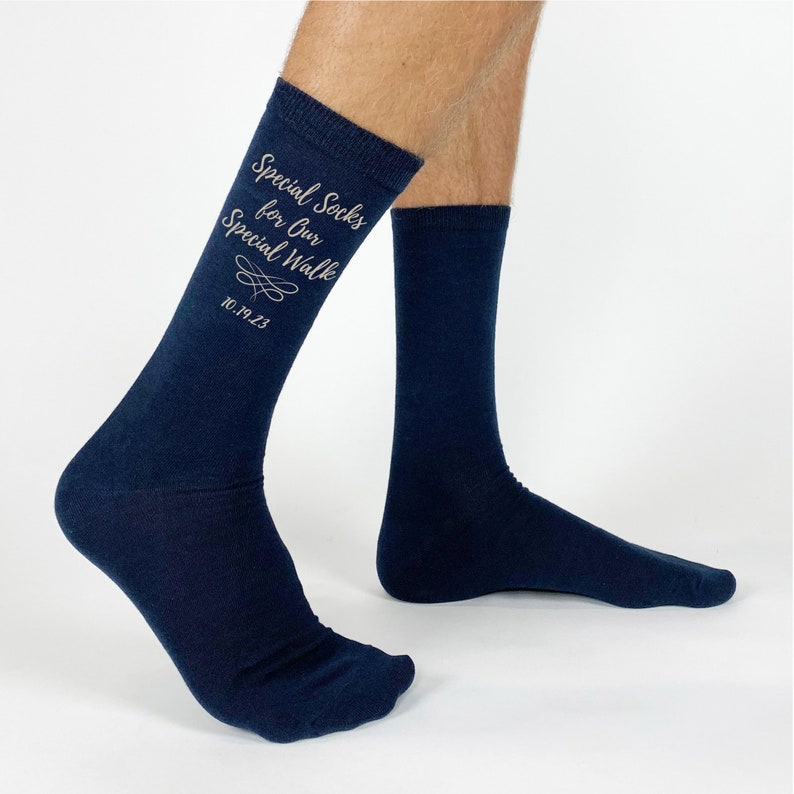 A special pair of socks for the Father of the Bride to wear on the big day. Custom Father of the Bride socks are one of the most popular designs in our wedding line and add the perfect personal touch to your wedding day. Custom printed socks.