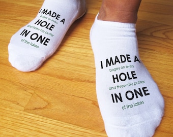 Funny Golf Gifts For Men Humorous Novelty Socks for the Golfer Printed No Show Socks, Choose Your Design