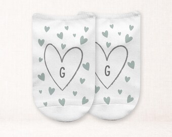 Personalized Monogram Heart Socks • Bridal Party Bridesmaid Gift