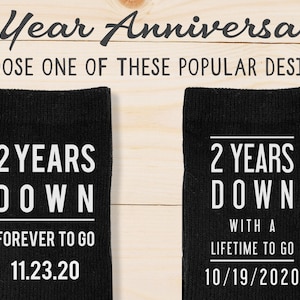 On SALE 2 Year Cotton Anniversary Personalized Socks, Custom 2nd Anniversary Gift for Husband, Gift from Wife for Husband with Wedding Date