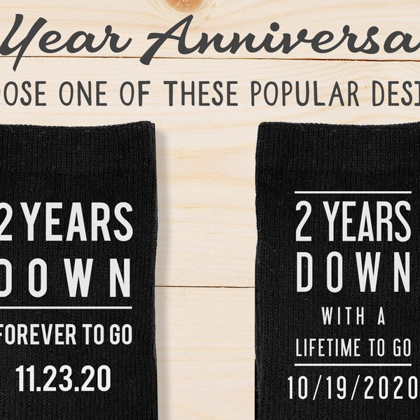 On SALE 2 Year Cotton Anniversary Personalized Socks, Custom 2nd Anniversary Gift for Husband, Gift from Wife for Husband with Wedding Date