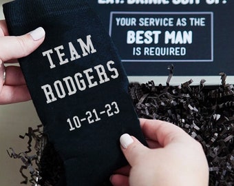 Customized Groomsmen Socks, TEAM Groom Dress Socks, Personalized Fun Socks for Wedding Gift Ideas and Groomsmen Gifts, Wedding Party Socks