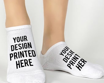 Personalized Socks for Kids Custom Photo Socks or Add Text to these No Show Socks Fits Ages 5-9