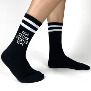 Custom Printed Striped Crew Socks Add Your Own Custom Design - Etsy