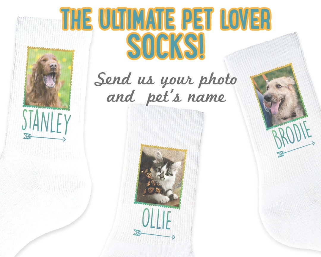 Personalized Pet Photo Socks With Your Pets Name Included, Animal Lover