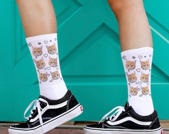 Custom Photo Socks with Hearts: Personalized Pet or People Face Socks