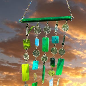 KIT WINDCHIME: Stained Glass Rectangle Wind Chime With Crystals - Etsy