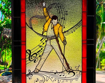 PANEL - Stained Glass Freddie Mercury (Queen) Panel