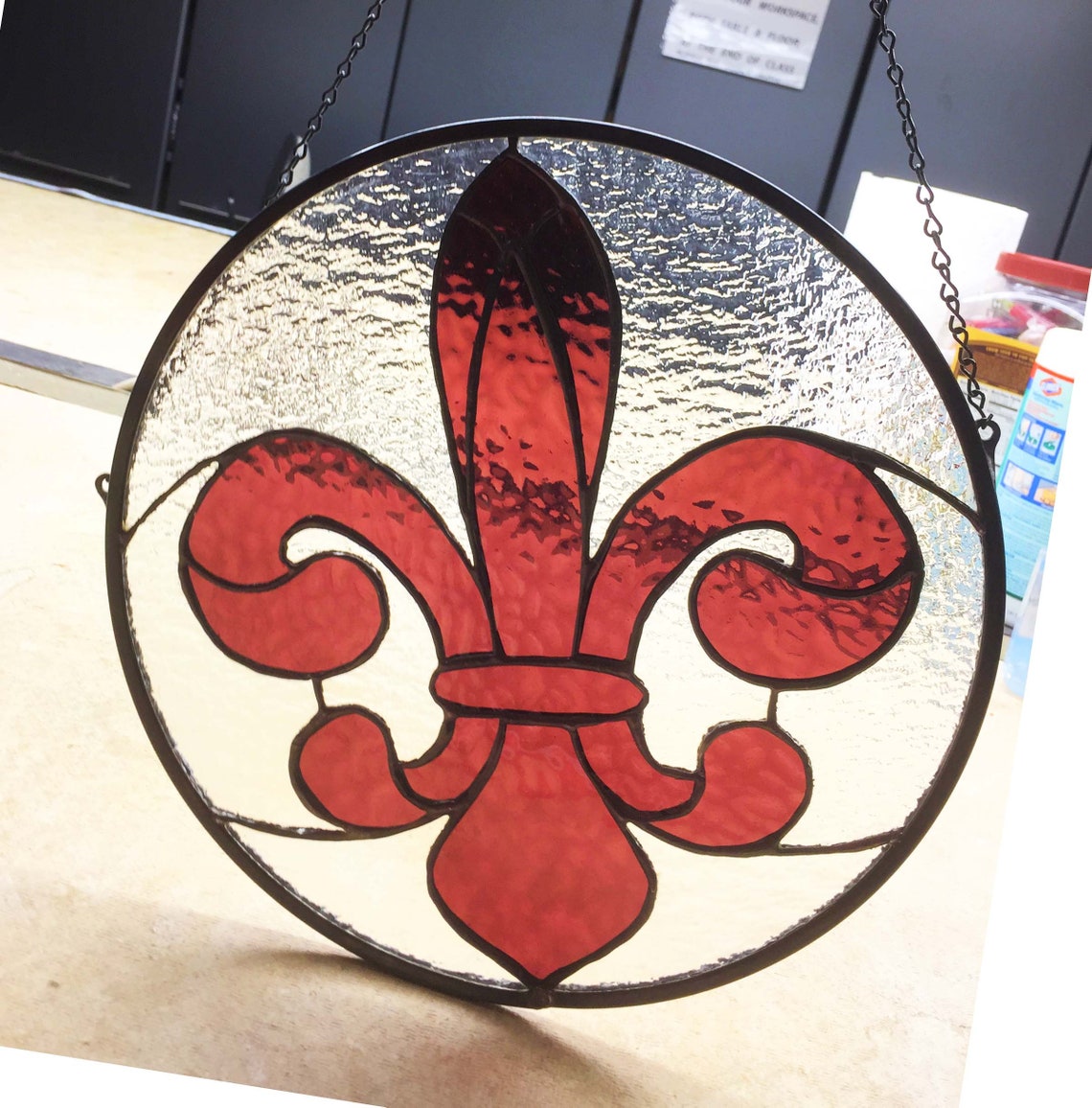PANEL Stained Glass Fleur De Lis - Etsy