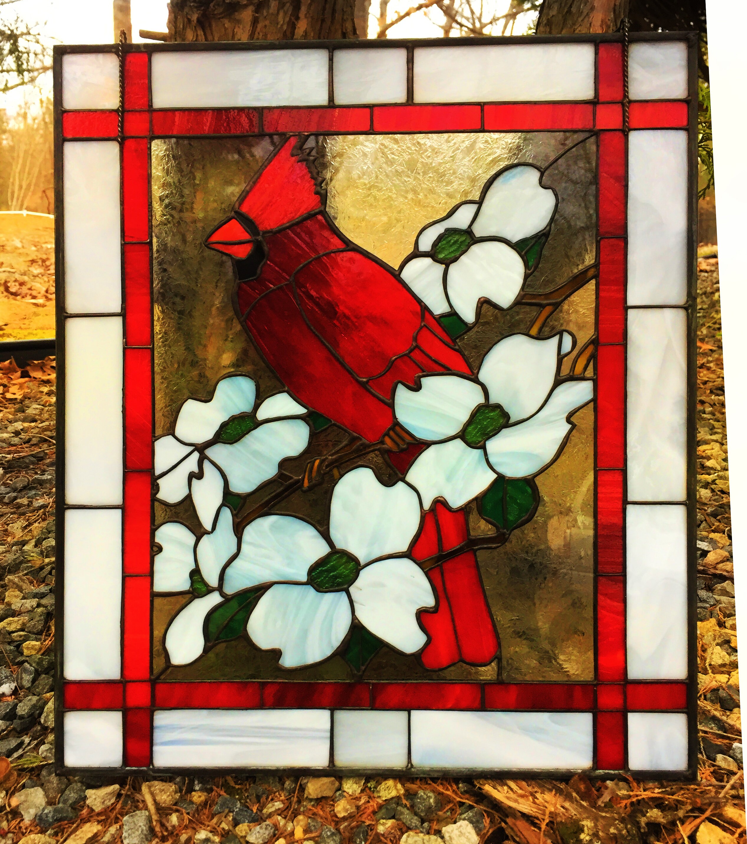 PANEL FRAMED Stained Glass Cardinal Panel Etsy