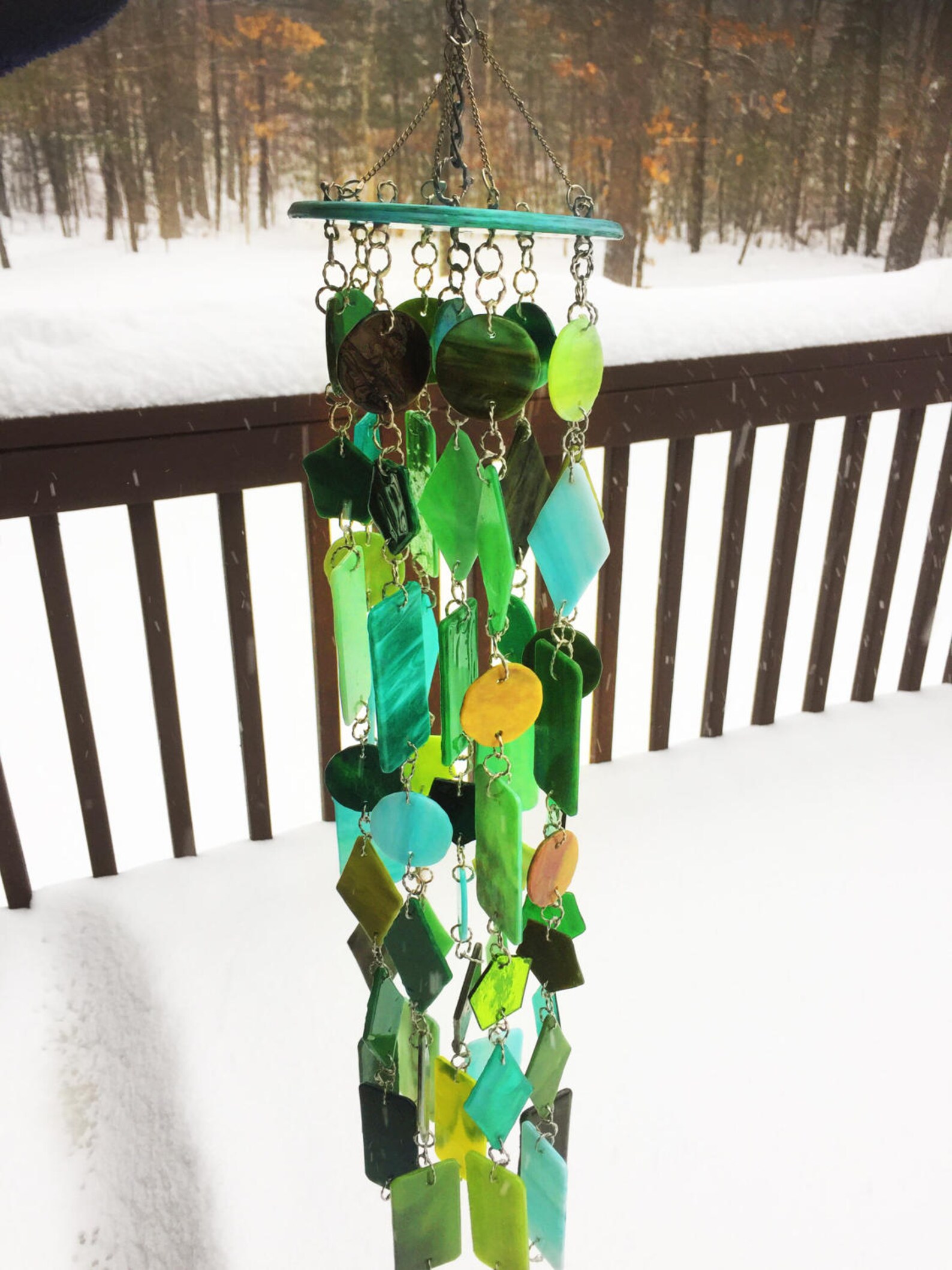 Wind Chime Circular Green Wind Chime Etsy
