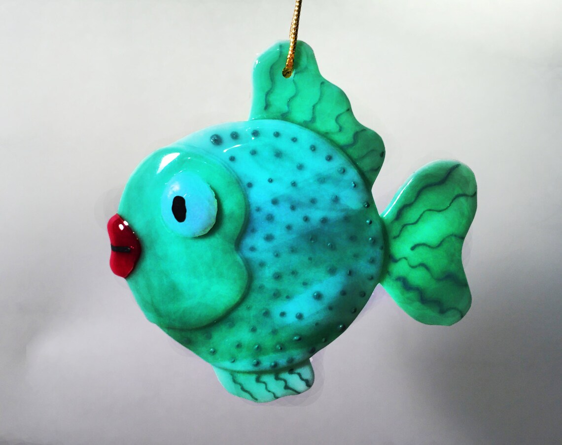 SUNCATCHERORNAMENT Fused Glass Fish Etsy