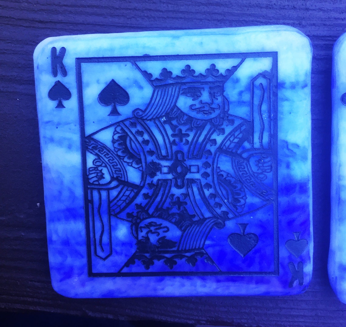 COASTERS FUSED GLASS White Blue with Playing Cards Design Etsy