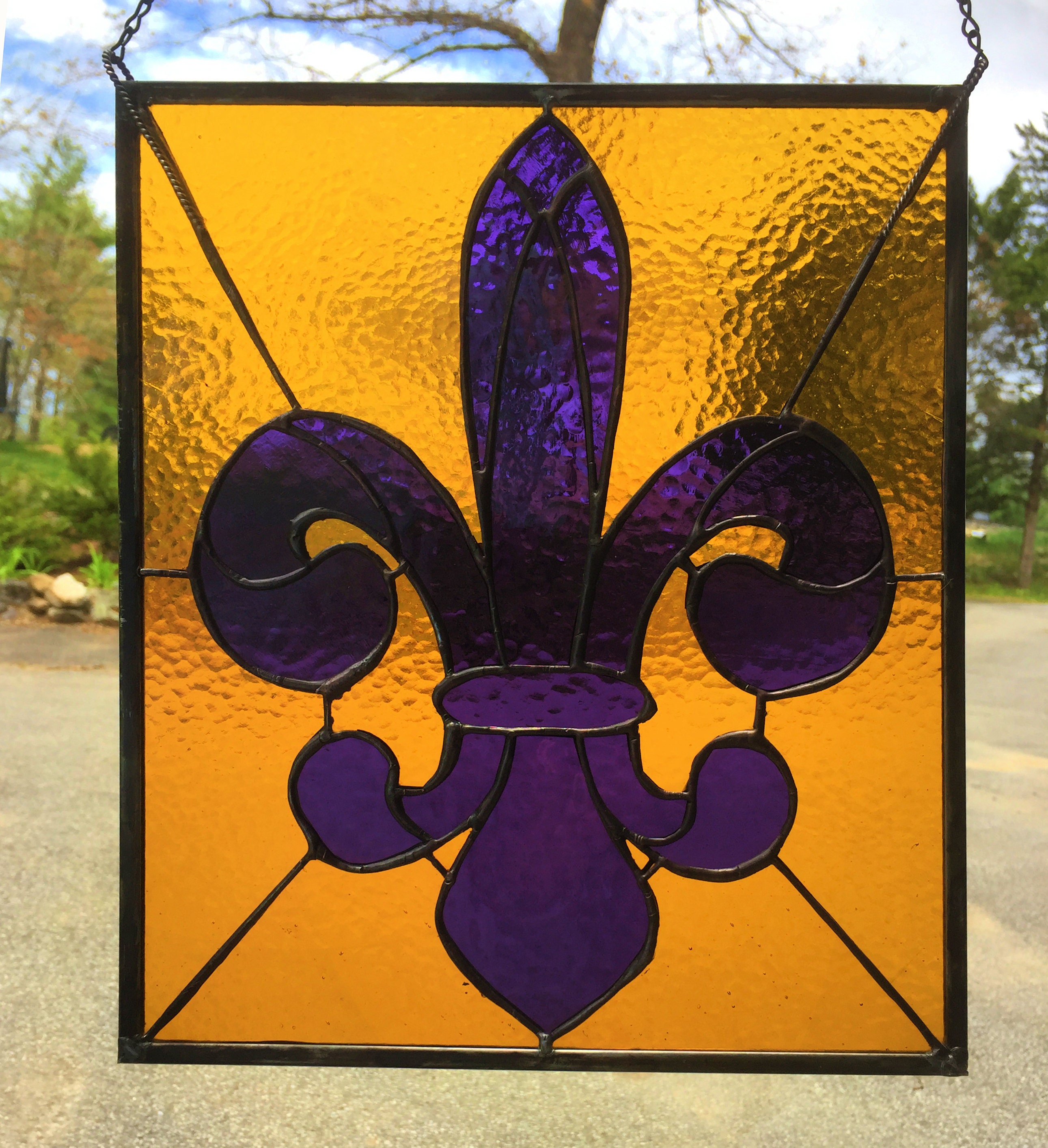 PANEL Stained Glass Fleur De Lis - Etsy