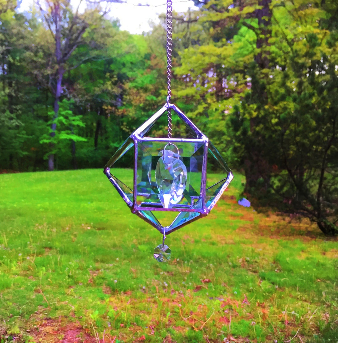 SUNCATCHER Beveled Glass 3D Orb W/ Crystal 1.5 Prism Etsy
