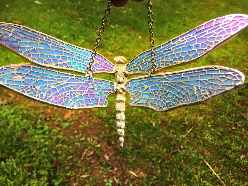 SUNCATCHERORNAMENT 3D Stained Glass Dragonfly With Filigree Etsy