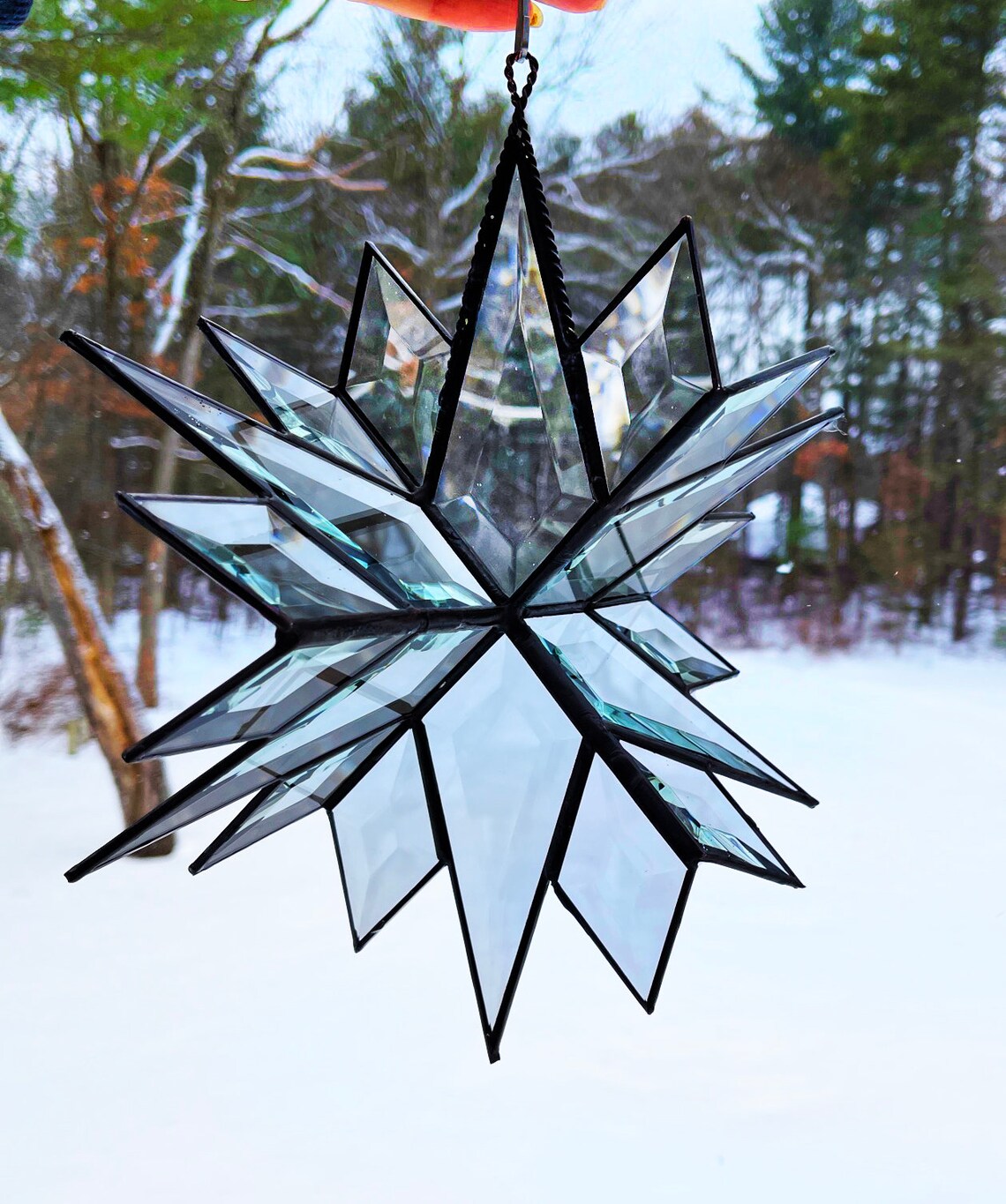 SUNCATCHER3D Beveled Stained Glass Clear Star Spinner Etsy