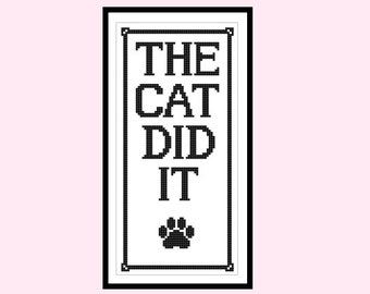 The Cat Did It Counted Cross Stitch Original PDF Pattern Instant Download