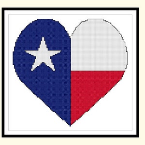 Texas Heart Large Original Cross Stitch PDF Pattern