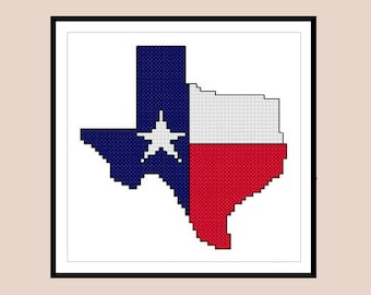 Schema punto croce Mappa bandiera Texas Schema PDF punto croce originale Download immediato