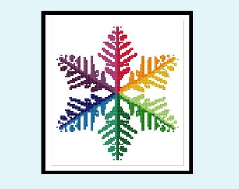 Rainbow Snowflake Original Cross Stitch PDF Pattern Instant Download