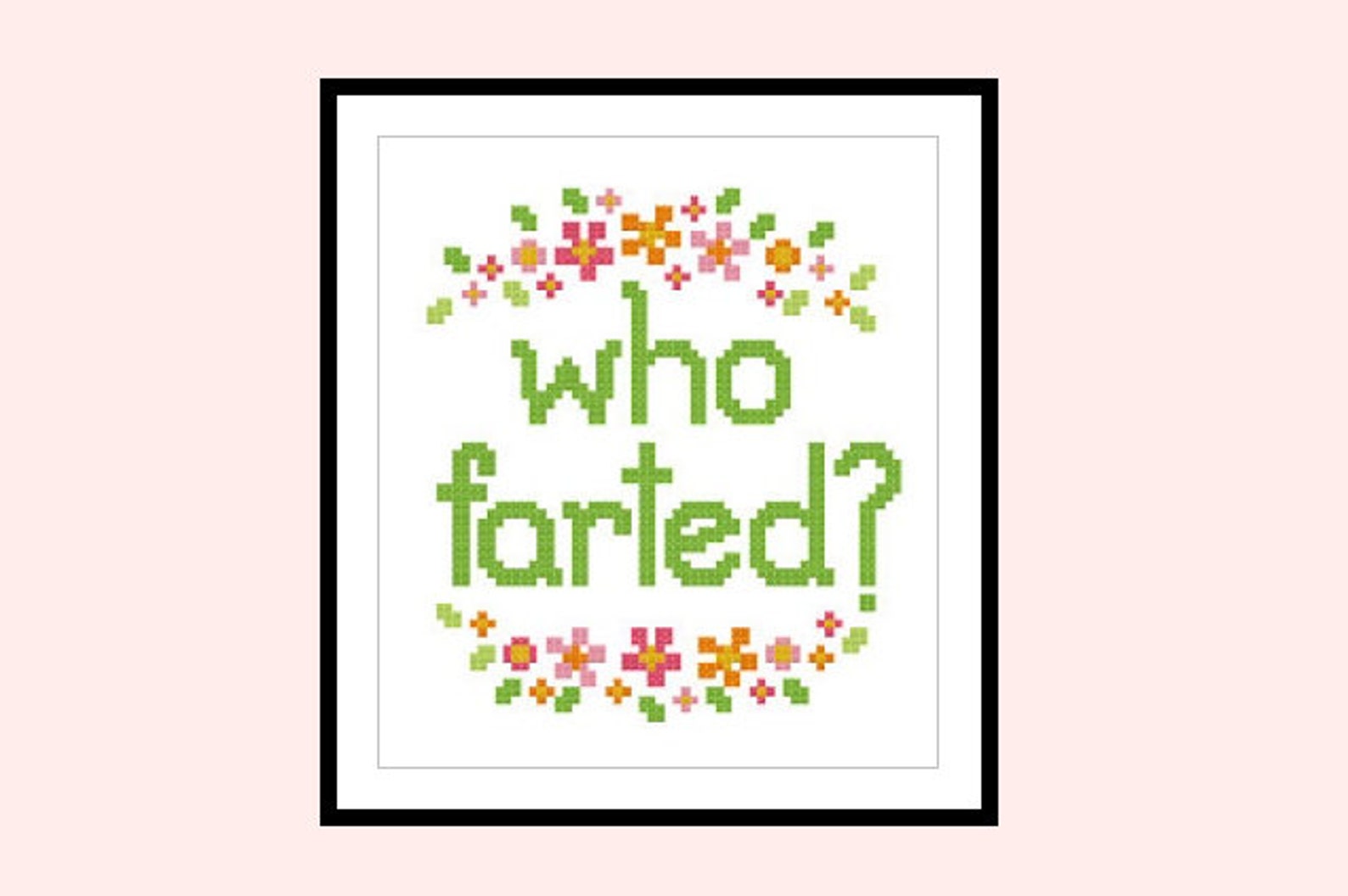 Cross Stitch Pattern Who Farted Rude Cheeky Original Cross Stitch PDF