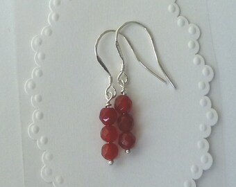 Ruby Dangle Earrings: Sterling Silver Gemstone Beads