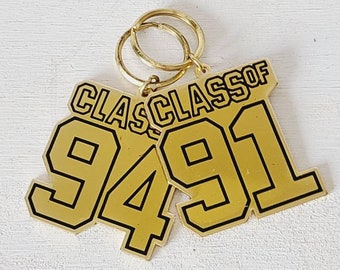 Vintage 90s keychain class of 91, 94 | new old stock key rings | graduation | reunion |