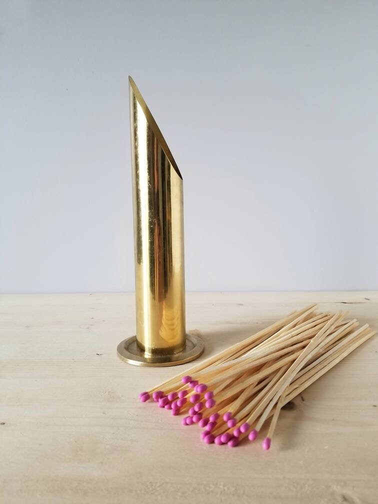Vintage brass match holder fireplace accessories match box match
