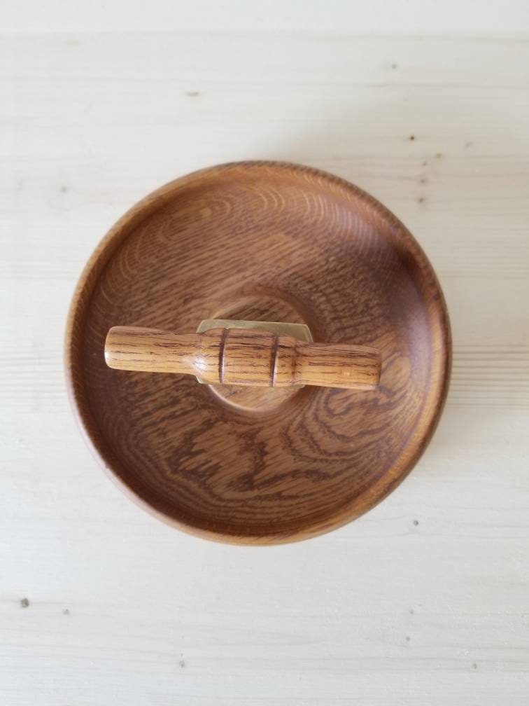 Vintage nutcracker bowl brass nutcracker with wooden bowl