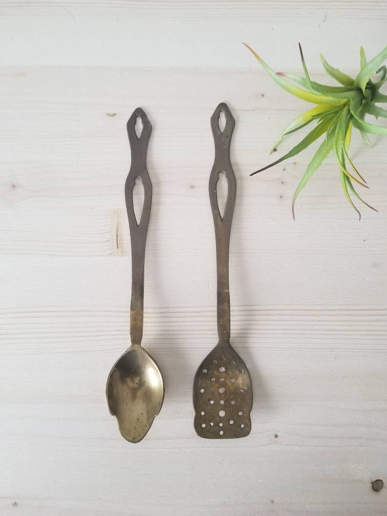 Vintage brass utensils brass serving spoons