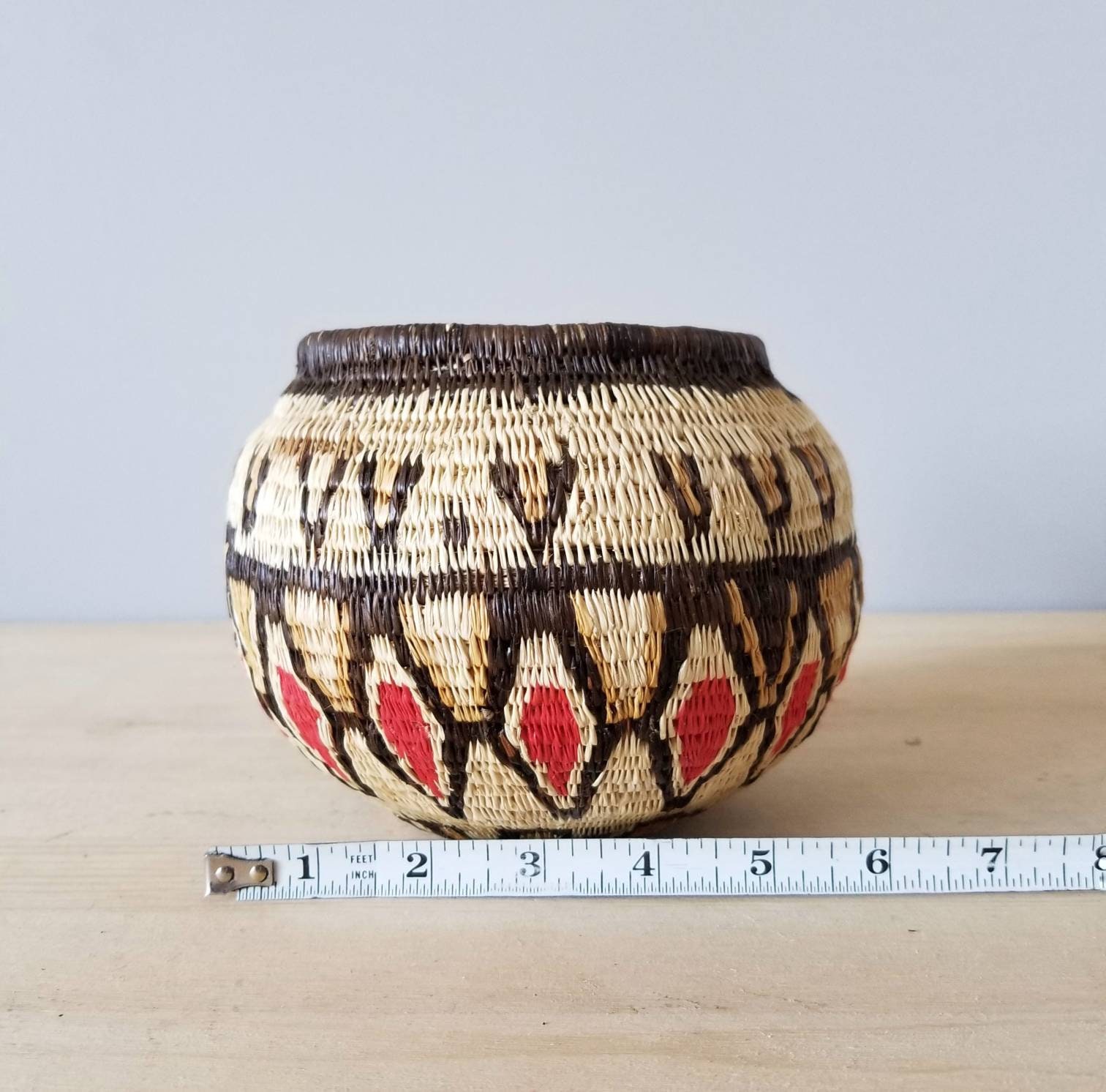 Vintage woven basket plant holder wicker round pot wicker planter