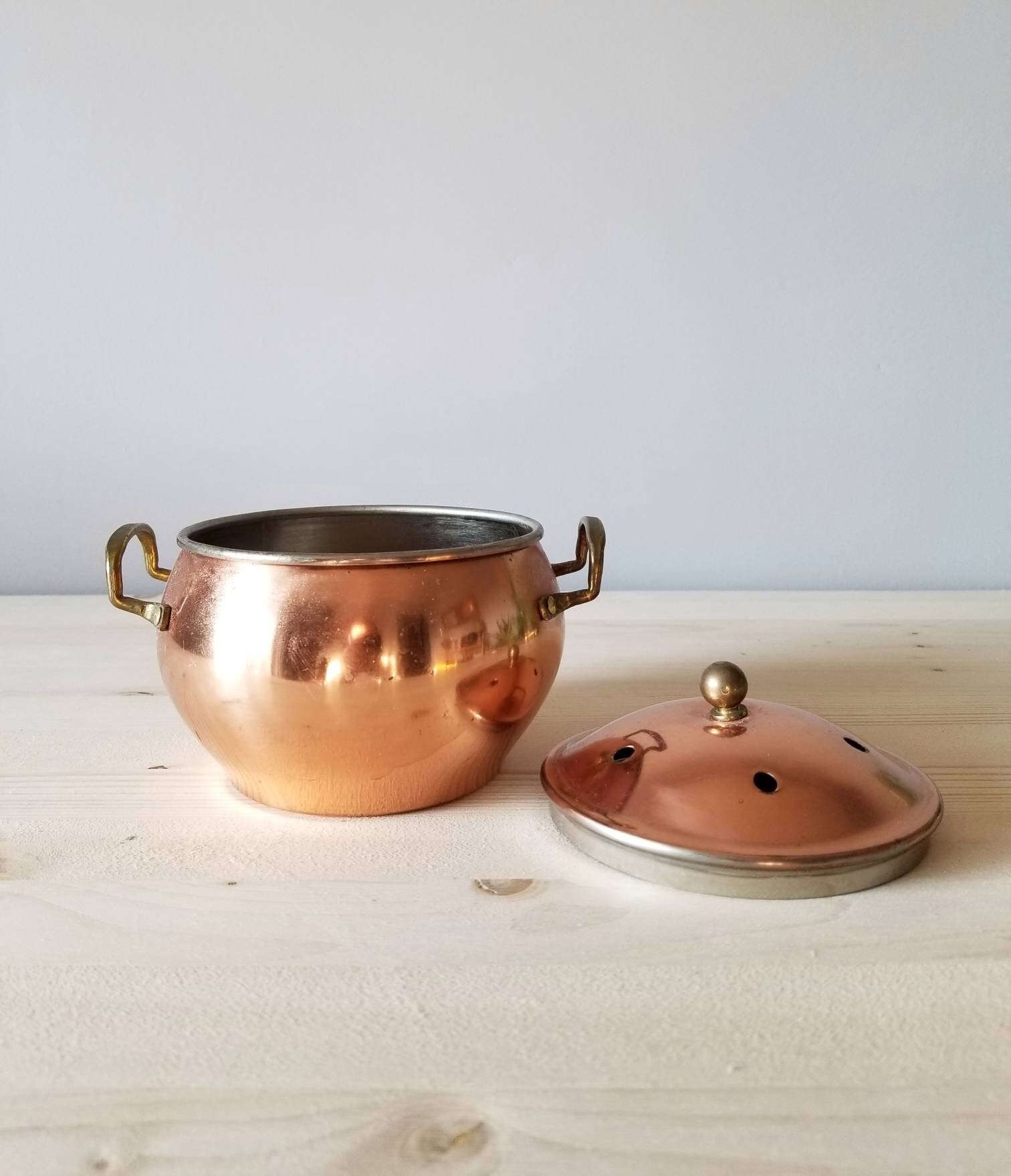 Vintage copper garlic keeper copper kitchen pot