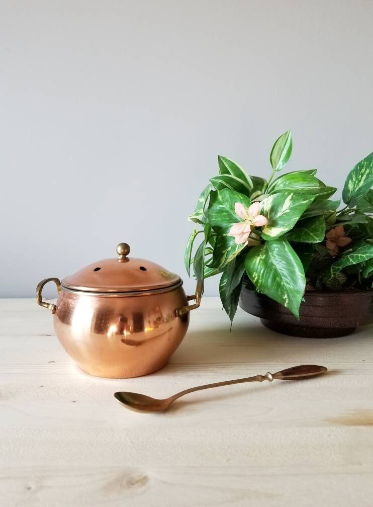Vintage copper garlic keeper copper kitchen pot