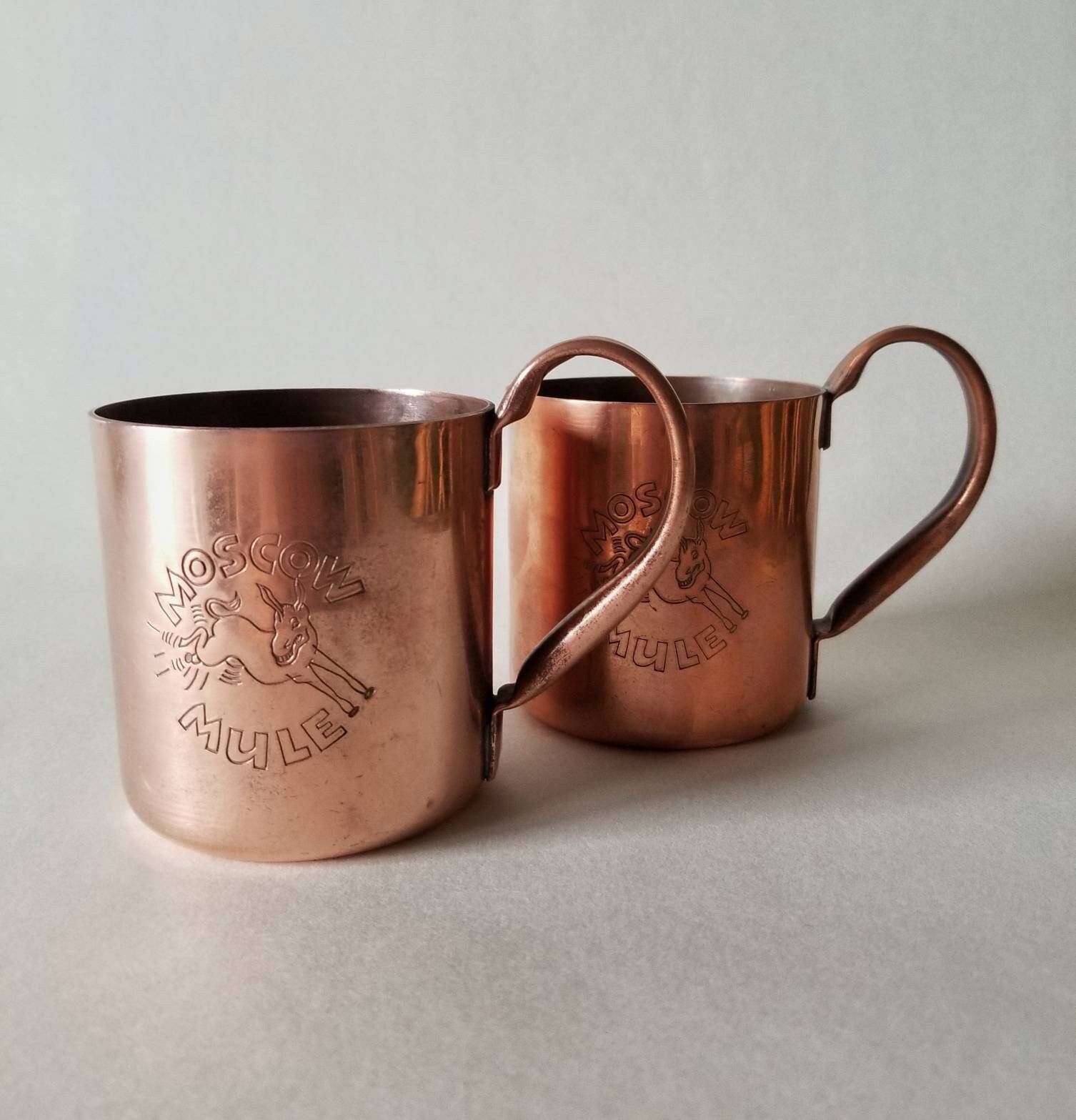 Copper mugs pair copper cups vintage mugs Moscow Mule cocktail