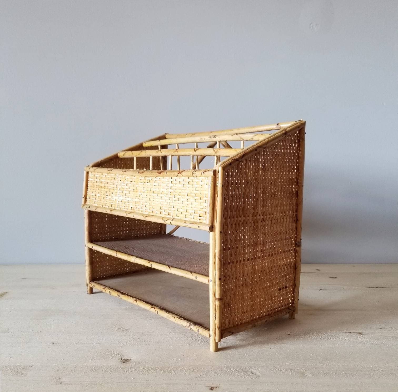 Vintage Wicker Tray Mail Organizer Desk Storage Office