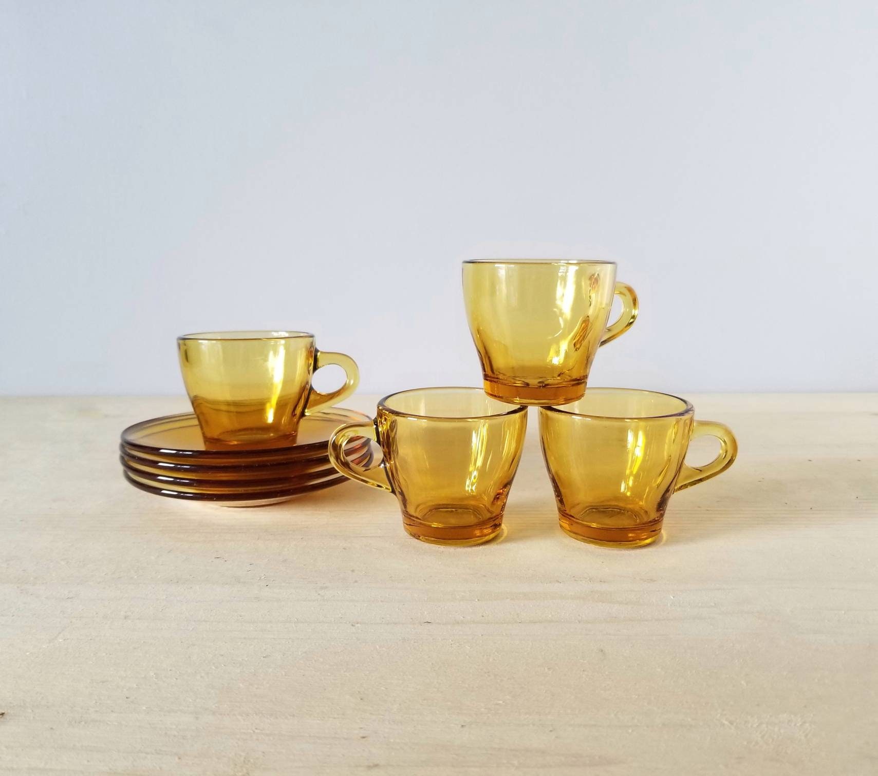 Vintage amber glass espresso cups | colored glass coffee cups