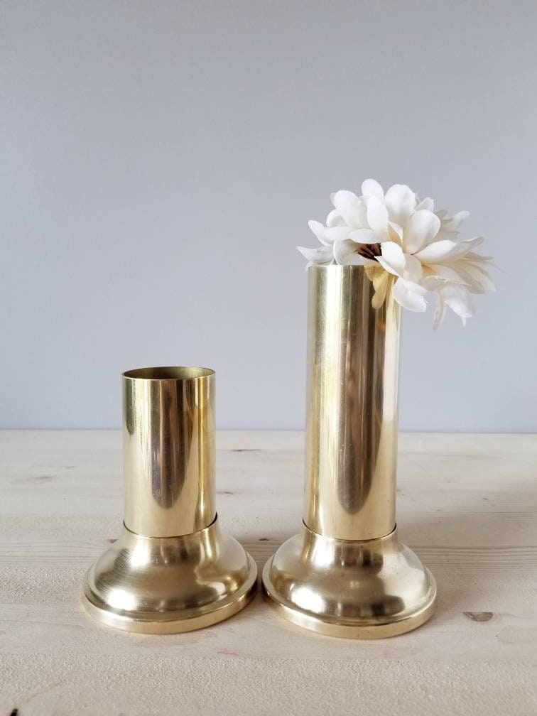 Vintage brass candle holders mid century modern convertible tea light