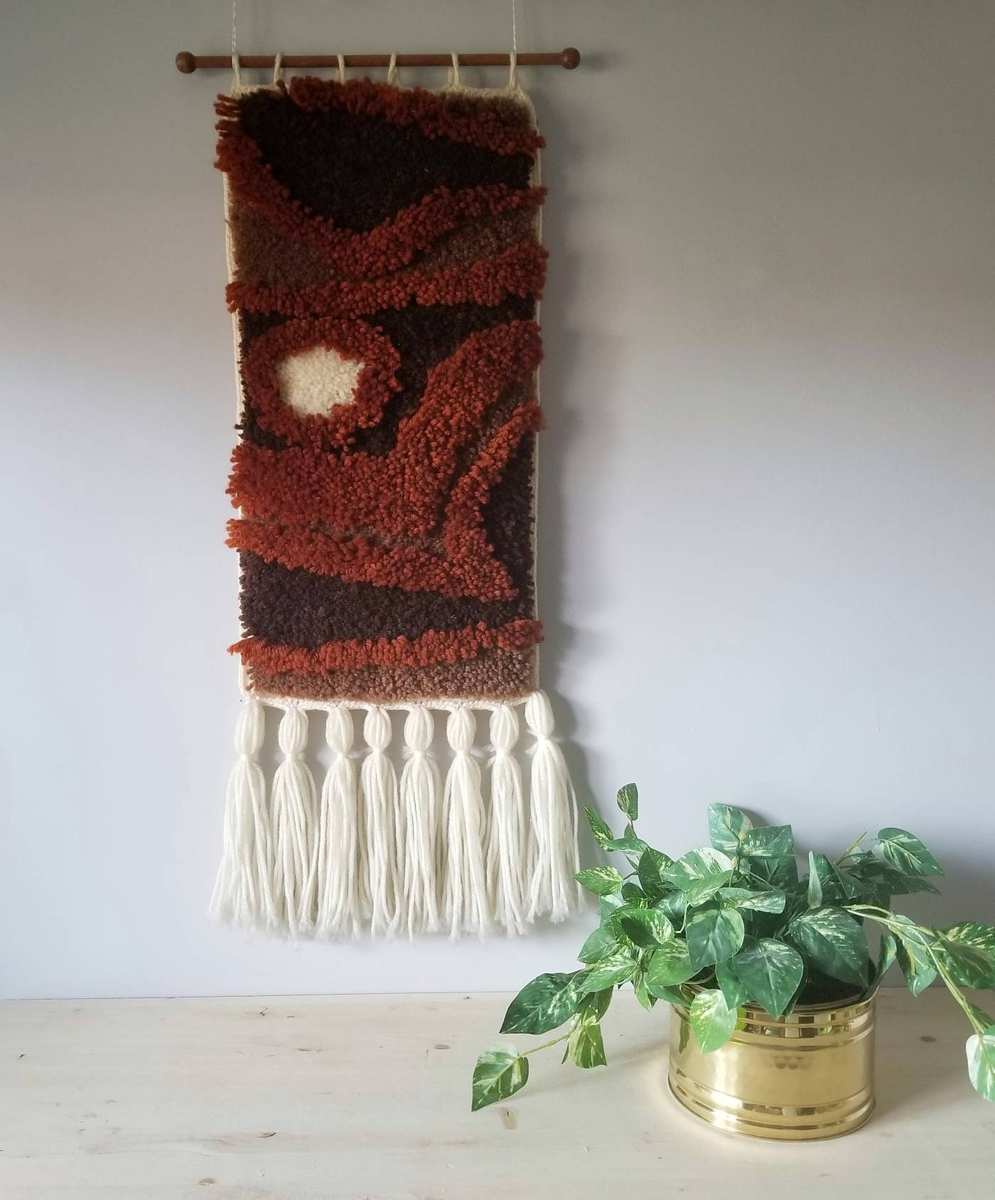 Vintage wall hanging hooked rug macrame wall decor bohemian home