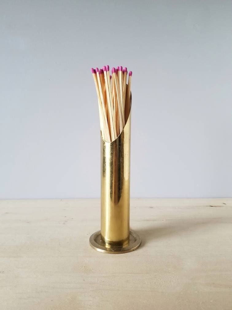Vintage brass match holder fireplace accessories match box match striker matches holder